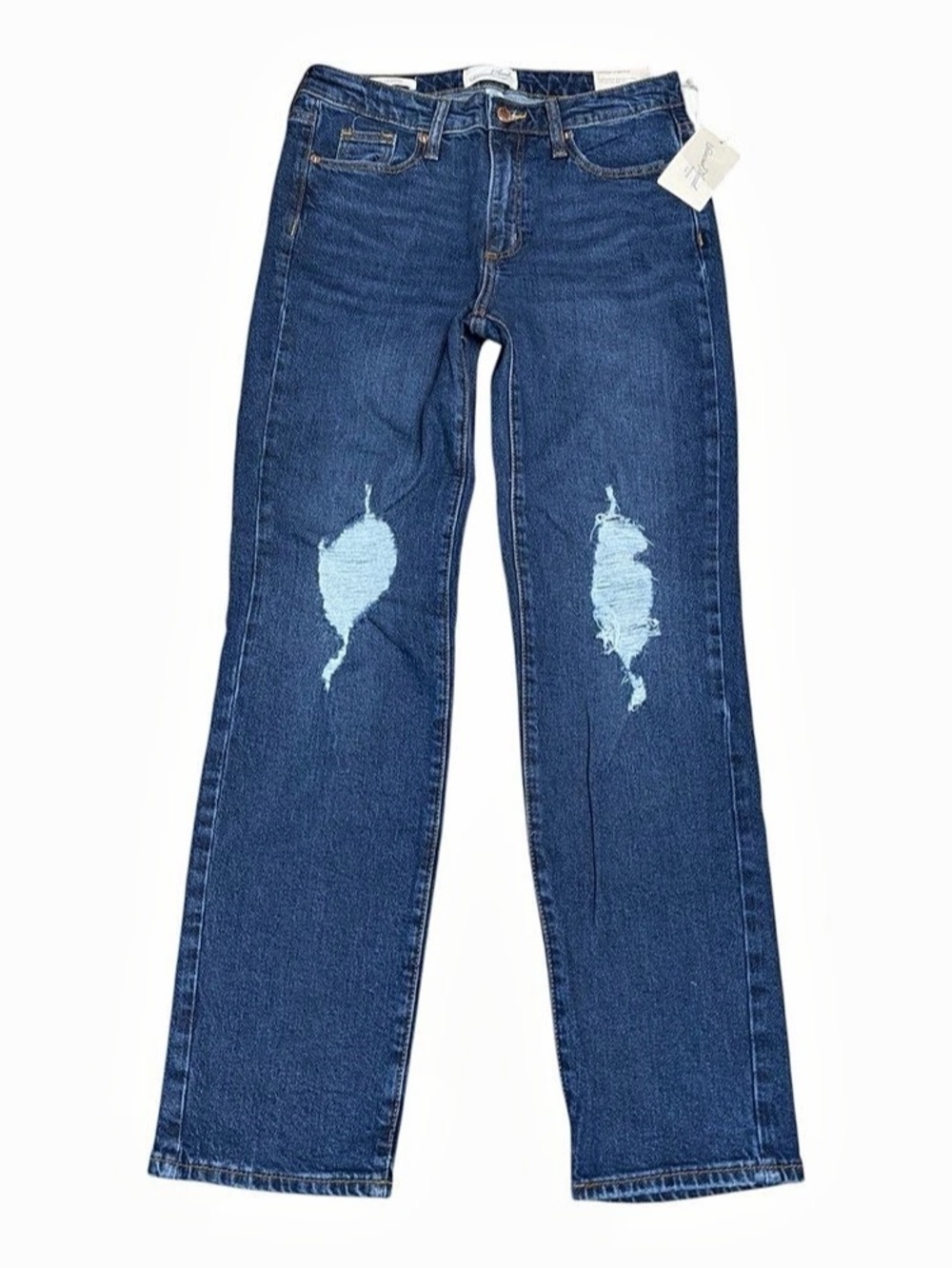 Distressed Grunge. Retro Universal Thread High Rise Slim Straight Jeans 6/28